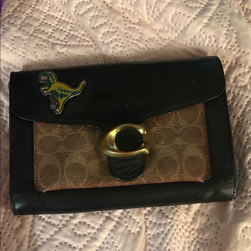 Black and Brown Clutch with Gold Accent